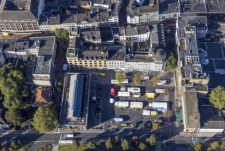Aerial view, Hochstraße pedestrian zone City Buer-Mitte with market hall, Springemarkt and weekly