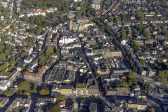 Aerial view, Hochstraße pedestrian zone and weekly market market at Springemarkt City Buer-Mitte