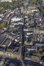 Aerial view, Hochstraße pedestrian zone and weekly market market at Springemarkt City Buer-Mitte