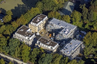 Aerial view, construction site Breddestraße for new construction of residential buildings in the