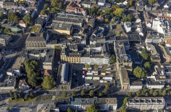Aerial view, Hochstraße pedestrian zone City Buer-Mitte with market hall, Springemarkt and weekly