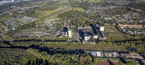 Aerial view, former DSK Lippe mine on Egonstraße on the city limits of Gelsenkirchen in the