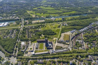 Aerial view, industrial park Nordstern, Nordsternpark, Heßler, Gelsenkirchen, Ruhr area, North