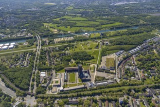 Aerial view, industrial park Nordstern, Nordsternpark, Heßler, Gelsenkirchen, Ruhr area, North