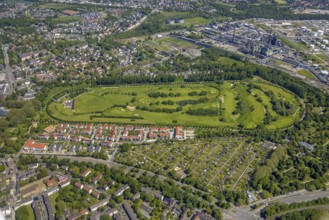 Aerial view, golf course Horst at Schloss Horst, Horst, Gelsenkirchen, Ruhr area, North
