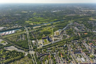 Aerial view, industrial park Nordstern, Nordsternpark, Heßler, Gelsenkirchen, Ruhr area, North
