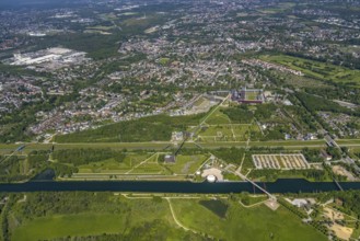 Aerial view, industrial park Nordstern, Nordsternpark, Heßler, Gelsenkirchen, Ruhr area, North