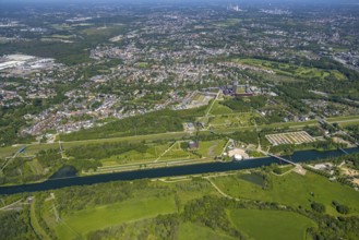 Aerial view, industrial park Nordstern, Nordsternpark, Heßler, Gelsenkirchen, Ruhr area, North