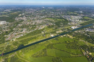 Aerial view, industrial park Nordstern, Nordsternpark, Heßler, Gelsenkirchen, Ruhr area, North