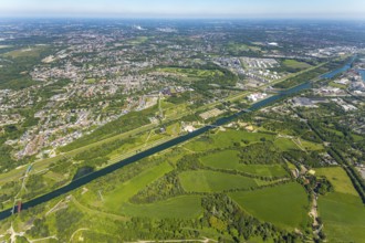 Aerial view, industrial park Nordstern, Nordsternpark, Heßler, Gelsenkirchen, Ruhr area, North