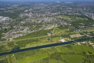 Aerial view, industrial park Nordstern, Nordsternpark, Heßler, Gelsenkirchen, Ruhr area, North
