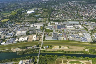 Aerial view, supplementary location Willy-Brandt-Straße, retail centre, Erle, Gelsenkirchen, Ruhr