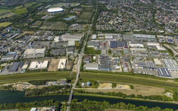 Aerial view, supplementary location Willy-Brandt-Straße, retail centre, Erle, Gelsenkirchen, Ruhr