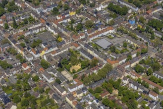 Aerial view, secondary centre Horst, Markenstraße, retail centre, Horst, Gelsenkirchen, Ruhr area,