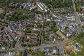 Aerial view, secondary centre Horst, Essener Straße, retail centre, Beckhausen, Gelsenkirchen, Ruhr