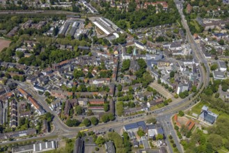 Aerial view, secondary centre Horst, Essener Straße, retail centre, Beckhausen, Gelsenkirchen, Ruhr