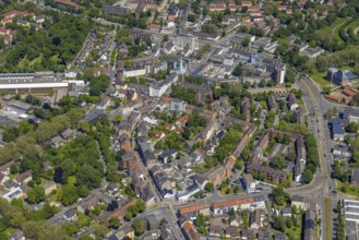 Aerial view, secondary centre Horst, Essener Straße, retail centre, Beckhausen, Gelsenkirchen, Ruhr