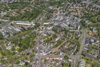 Aerial view, secondary centre Horst, Essener Straße, retail centre, Beckhausen, Gelsenkirchen, Ruhr