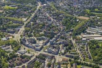 Aerial view, secondary centre Horst, Essener Straße, retail centre, Beckhausen, Gelsenkirchen, Ruhr