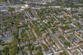 Aerial view, local supply centre Schalke, Schalker Straße, retail centre, Schalke-Nord,
