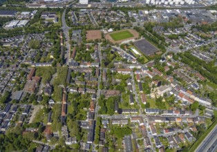 Aerial view, Perspective local supply centre Heßler, Fersenbruch, retail centre, Horst,