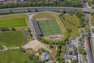 Aerial view, Kampfbahn Glückauf Stadion, former home ground of FC Schalke 04, Schalke,