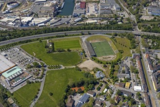 Aerial view, Kampfbahn Glückauf Stadion, former home ground of FC Schalke 04, Schalke,