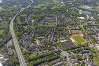 Aerial view, Perspective local supply centre Heßler, Fersenbruch, retail centre, Horst,