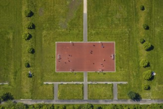 Aerial view, Consol-Park football pitch, football pitch, leisure centre, Bismarck, Gelsenkirchen,