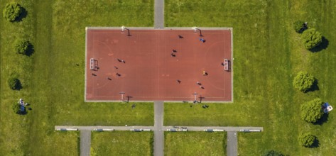 Aerial view, Consol-Park football field, football pitch, leisure facility, Bismarck, Gelsenkirchen,