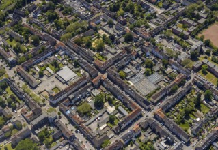 Aerial view, secondary centre Horst, Markenstraße, retail centre, Horst, Gelsenkirchen, Ruhr area,