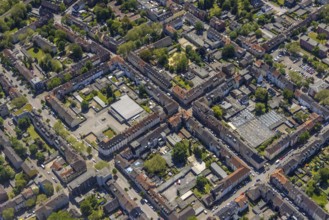 Aerial view, secondary centre Horst, Markenstraße, retail centre, Horst, Gelsenkirchen, Ruhr area,