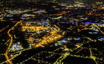 Aerial view, city harbour tank farm, Schalke-Nord, Gelsenkirchen, Ruhr area, North