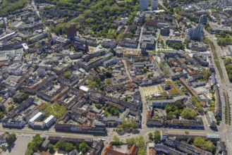 Aerial view, main centre Gelsenkirchen-Mitte, City Gelsenkirchen, Bahnhofstraße, market place,