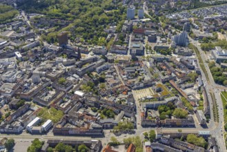 Aerial view, main centre Gelsenkirchen-Mitte, City Gelsenkirchen, Bahnhofstraße, market place,
