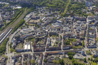Aerial view, main centre Gelsenkirchen-Mitte, City Gelsenkirchen, Bahnhofstraße, market place,