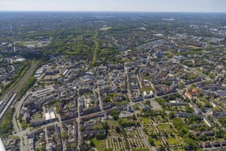 Aerial view, main centre Gelsenkirchen-Mitte, City Gelsenkirchen, Bahnhofstraße, market place,