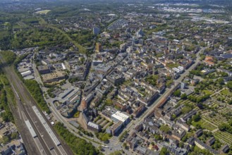 Aerial view, main centre Gelsenkirchen-Mitte, City Gelsenkirchen, Bahnhofstraße, market place,