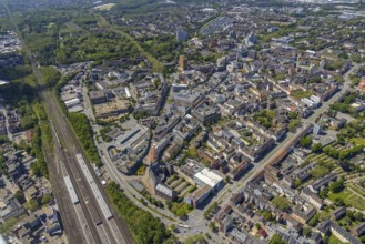 Aerial view, main centre Gelsenkirchen-Mitte, City Gelsenkirchen, Bahnhofstraße, market place,
