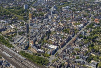 Aerial view, main centre Gelsenkirchen-Mitte, City Gelsenkirchen, Bahnhofstraße, market place,