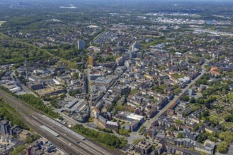 Aerial view, main centre Gelsenkirchen-Mitte, City Gelsenkirchen, Bahnhofstraße, market place,