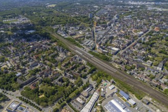 Aerial view, main centre Gelsenkirchen-Mitte, City Gelsenkirchen, Bahnhofstraße, market place,