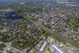 Aerial view, main centre Gelsenkirchen-Mitte, City Gelsenkirchen, Bahnhofstraße, market place,