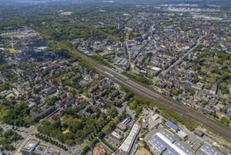 Aerial view, main centre Gelsenkirchen-Mitte, City Gelsenkirchen, Bahnhofstraße, market place,