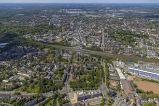Aerial view, main centre Gelsenkirchen-Mitte, City Gelsenkirchen, Bahnhofstraße, market place,