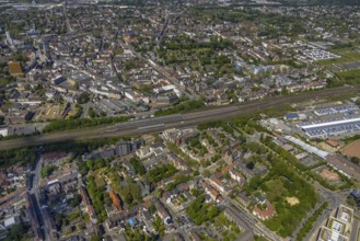 Aerial view, main centre Gelsenkirchen-Mitte, City Gelsenkirchen, Bahnhofstraße, market place,