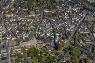 Aerial view, main centre Gelsenkirchen-Mitte, City Gelsenkirchen, Bahnhofstraße, market place,