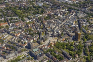 Aerial view, main centre Gelsenkirchen-Mitte, City Gelsenkirchen, Bahnhofstraße, market place,