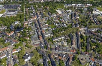 Aerial view, Rotthausen secondary centre, Karl-Meyer-Straße, retail centre, Rotthausen,