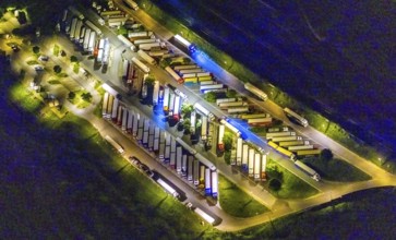 Aerial view, motorway service area Resser Mark, Resse, Gelsenkirchen, Ruhr area, North